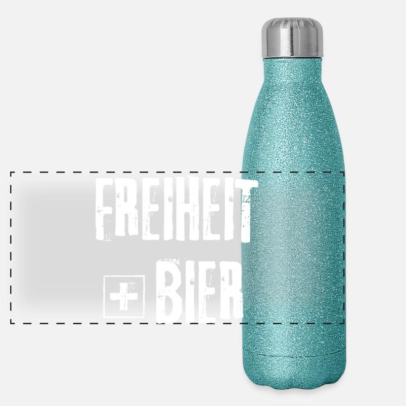 LIBERTÉ + BIÈRE GRUNGE ROCK GRAFFITI DESIGN Gourde isotherme panoramique pailletée 500 ml