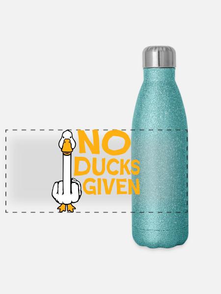 Gans No Ducks Given Mittelfinger Freche Ente Cool - Panorama Glitzer Isolierflasche 500 ml - Blau Glitzer - Vorne