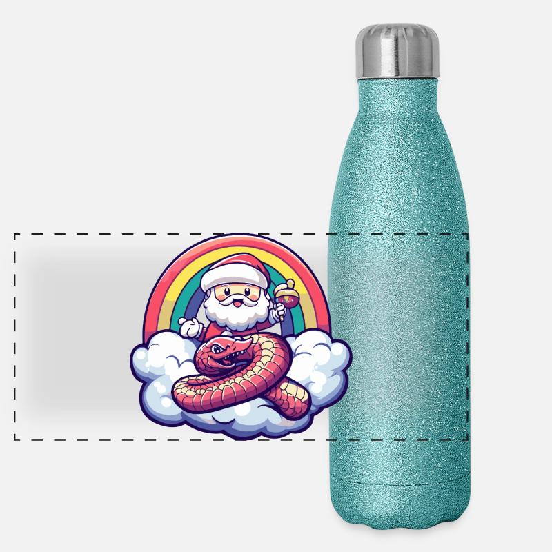 Serpent Cobra Père Noël Gourde isotherme panoramique pailletée 500 ml