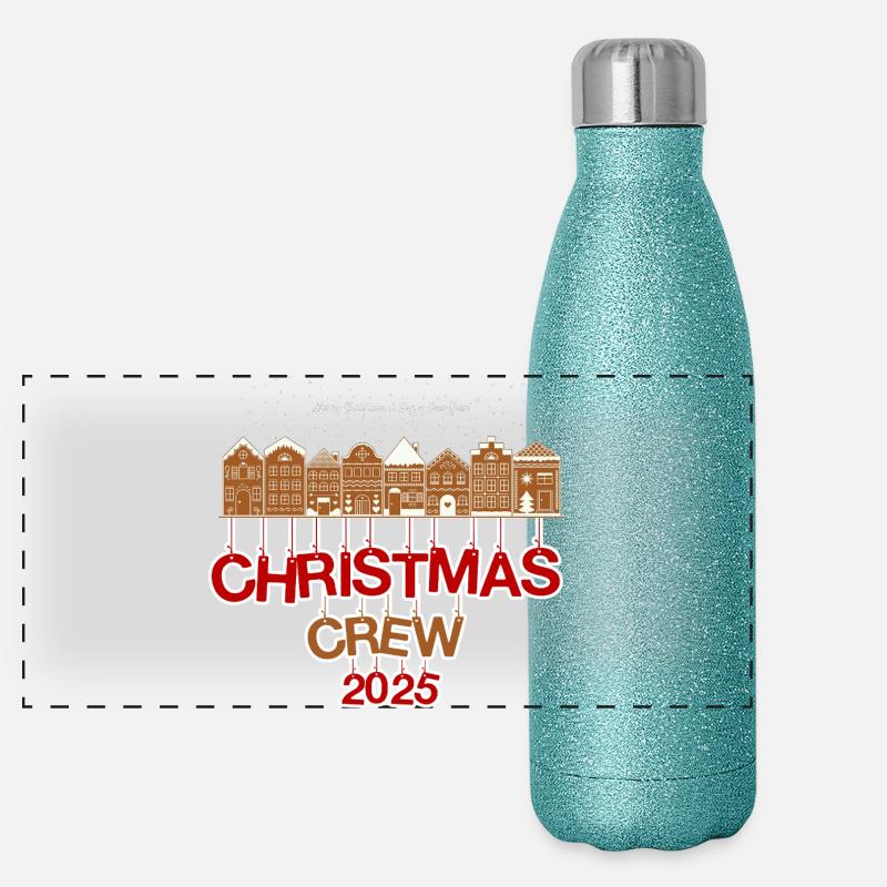 Weihnachtsmannschaft 2025 Lebkuchenhäuser Panorama Glitzer Isolierflasche 500 ml