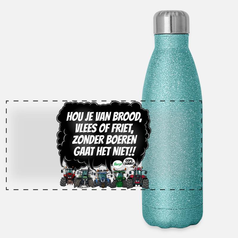 Boerenprotest_tshirt_NL Panorama Glitzer Isolierflasche 500 ml