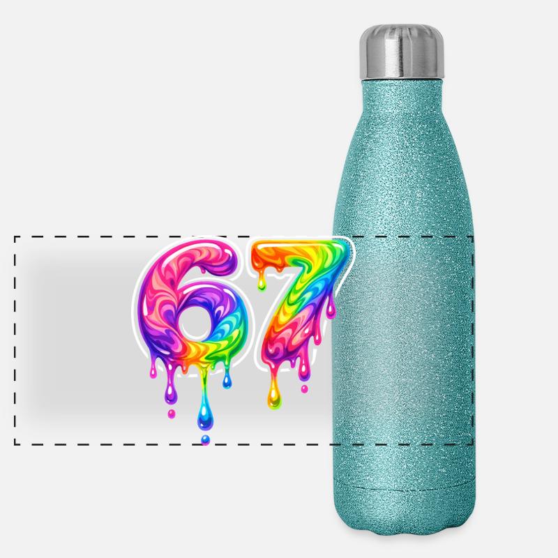 67 Six Meme Seven Alpha Slang Gourde isotherme panoramique pailletée 500 ml