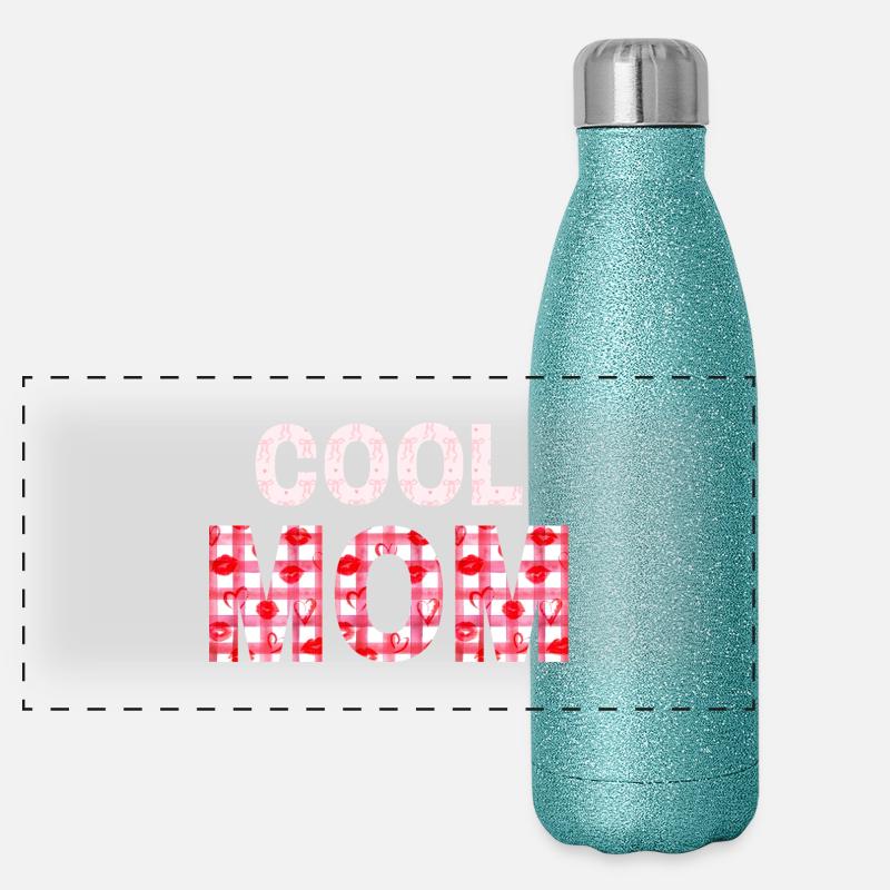 Herzplaid Mom Statement - Panorama Glitzer Isolierflasche 500 ml - Blau Glitzer