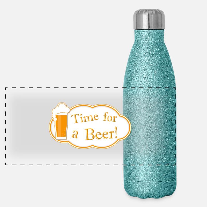Time for a Beer Panorama Glitzer Isolierflasche 500 ml