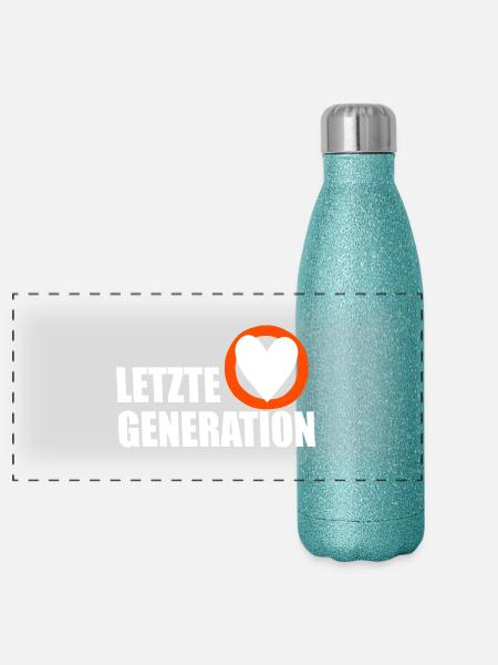 Letzte Generation - Design 5 - Panorama Glitzer Isolierflasche 500 ml - Blau Glitzer