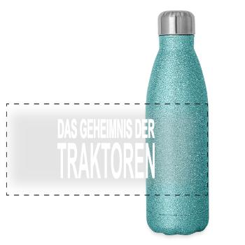 Traktor - Panorama Glitzer Isolierflasche 500 ml - Blau Glitzer - Vorne