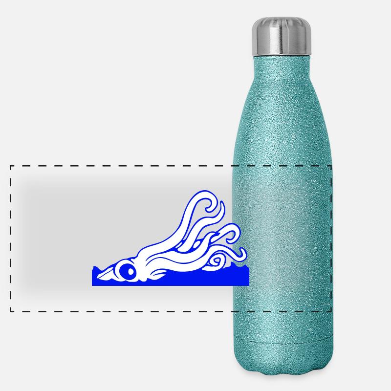 Octopus Water Surface Tentacle Attack Sea Monster Panoramic Glitter Thermal Bottle 500 ml