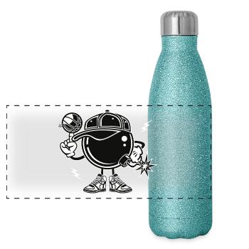 COMIC BASKETBALLER - Comic Cartoon Motiv Shirt - Panoramic Glitter Thermal Bottle 500 ml - blue glitter - Front