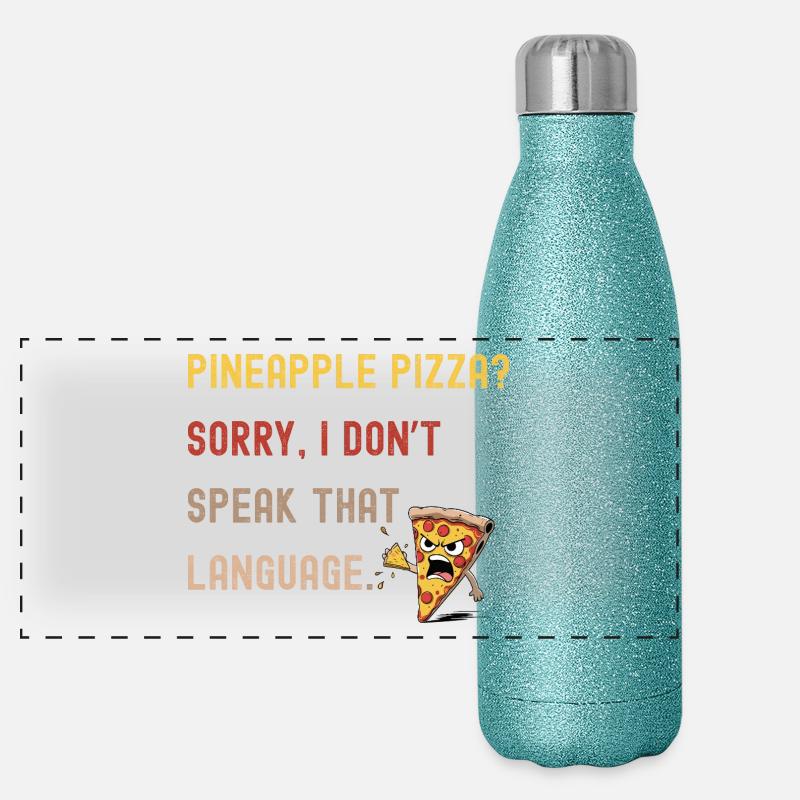 Conception de pizza anti-ananas pour les amateurs de pizza Gourde isotherme panoramique pailletée 500 ml
