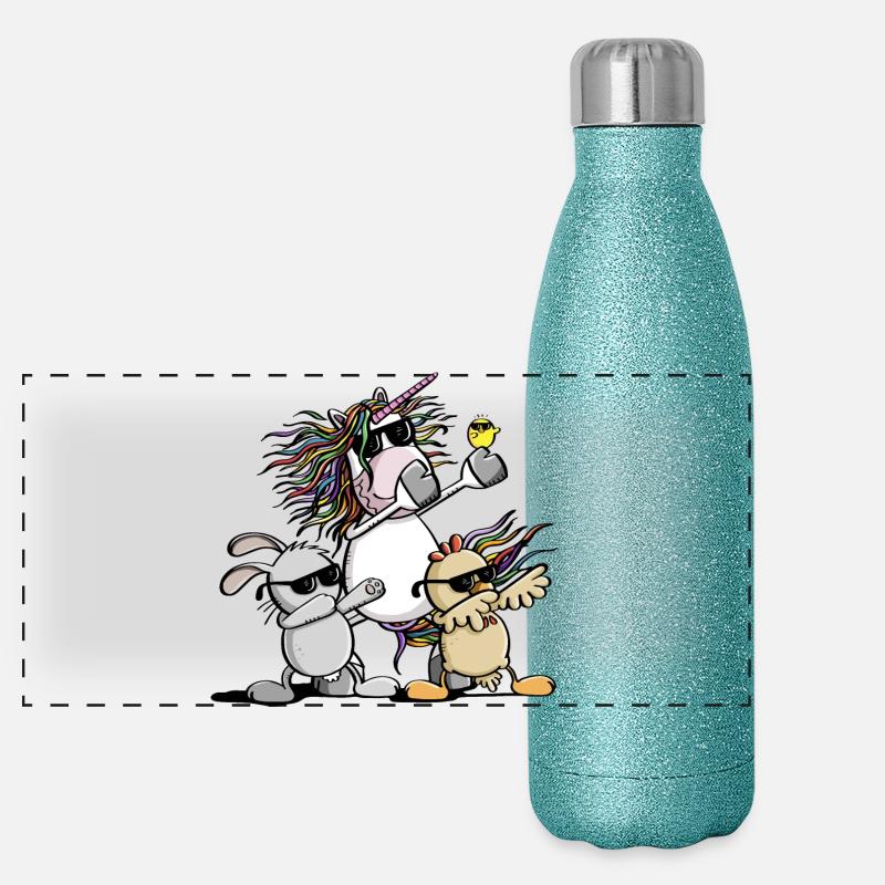 Dab équipe de danse de Pâques - Unicorn - Poulet - Lapin de Pâques Gourde isotherme panoramique pailletée 500 ml