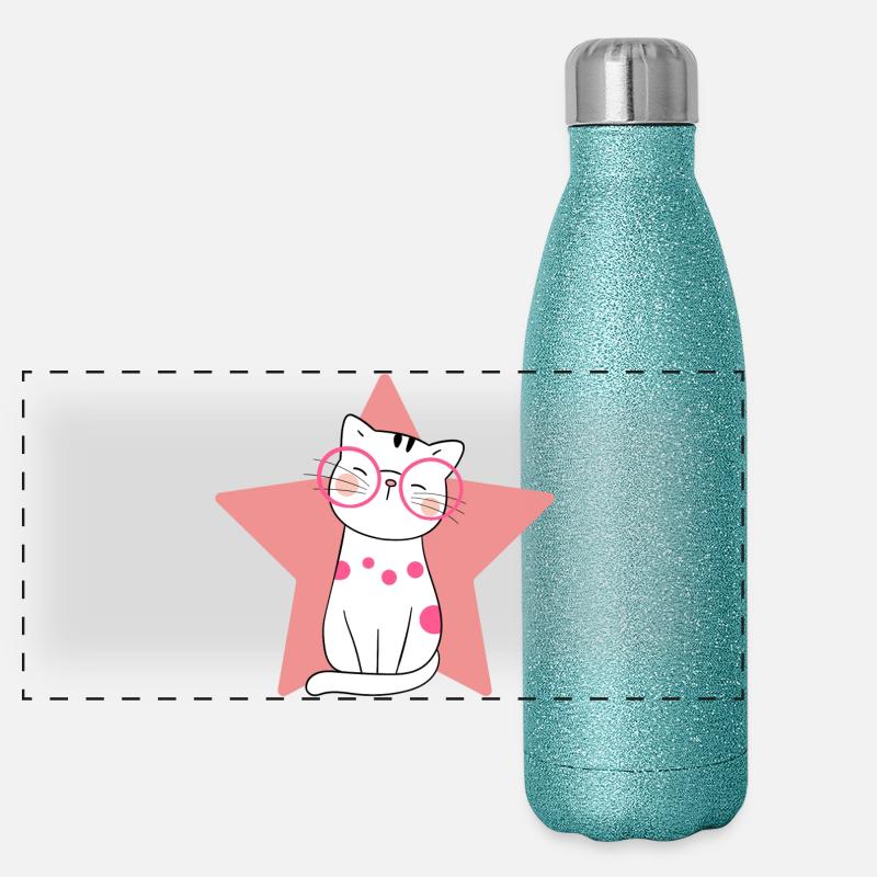 chat, chat mignon, chat domestique Gourde isotherme panoramique pailletée 500 ml