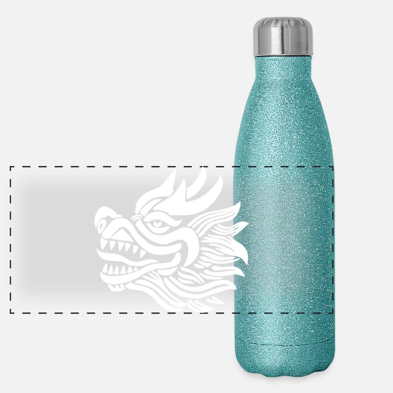 Chinese Dragon Head (White) Panoramic Glitter Thermal Bottle 500 ml