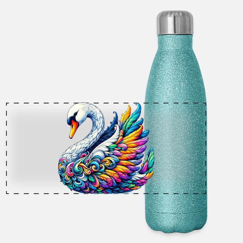 Schwan Panorama Glitzer Isolierflasche 500 ml