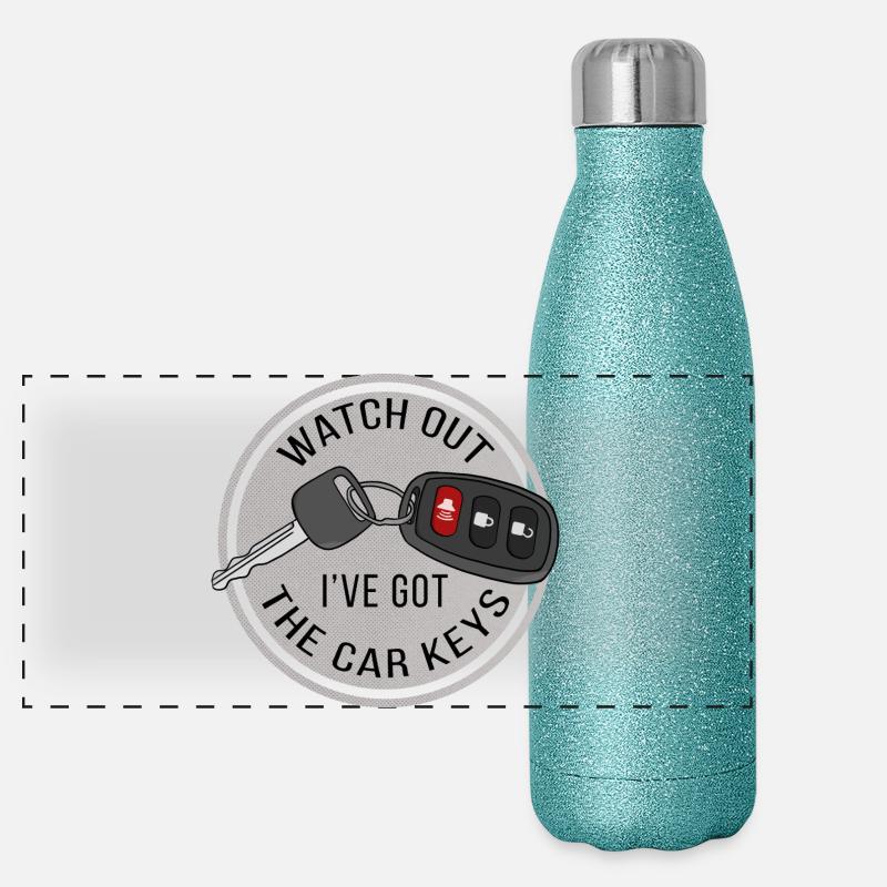 Attention, j'ai les clés de la voiture Gourde isotherme panoramique pailletée 500 ml