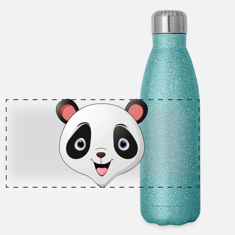 Visage de panda Gourde isotherme panoramique pailletée 500 ml