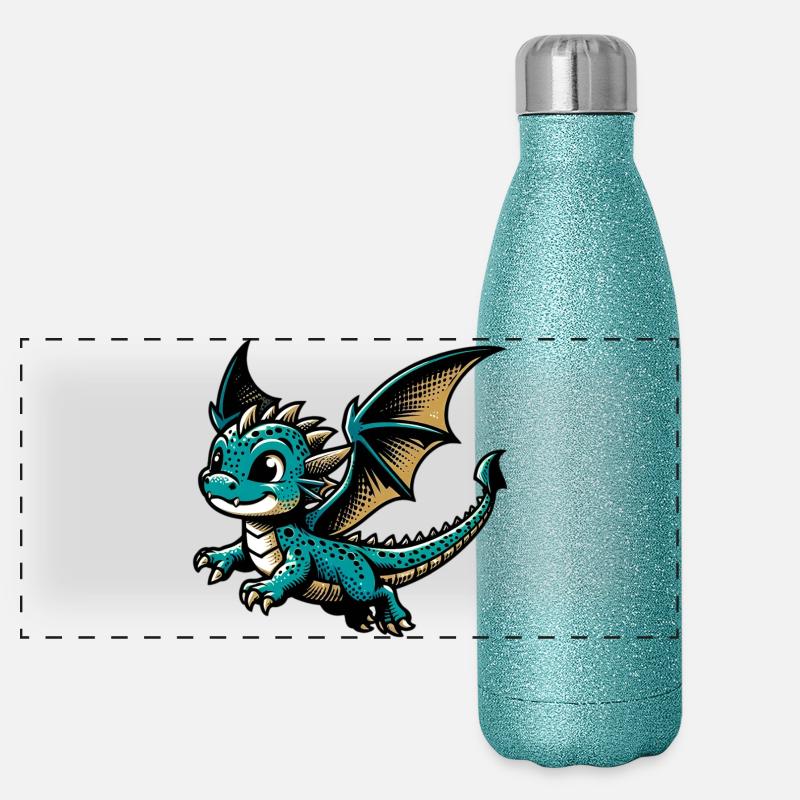 Drache Panorama Glitzer Isolierflasche 500 ml