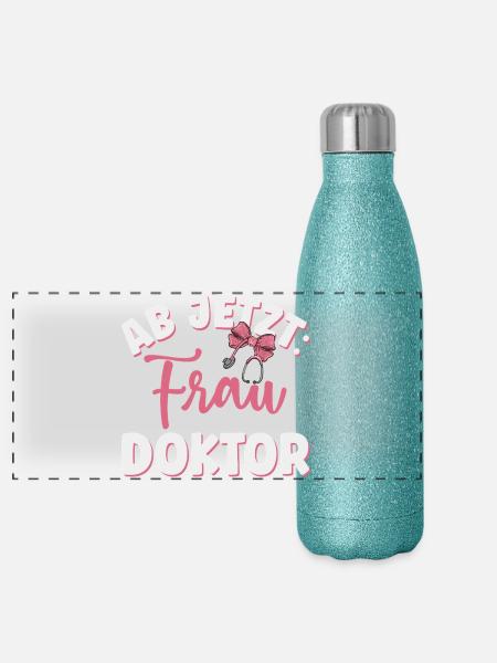 Ärztin Frau Doktor - Panorama Glitzer Isolierflasche 500 ml - Blau Glitzer