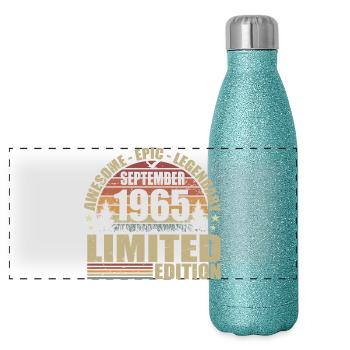 1965 September 1965 Jubiläum September 1965 - Panorama Glitzer Isolierflasche 500 ml - Blau Glitzer - Vorne