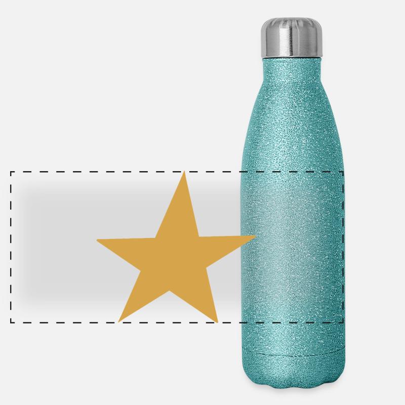 Golden Star Expression Design - Panoramic Glitter Thermal Bottle 500 ml - blue glitter