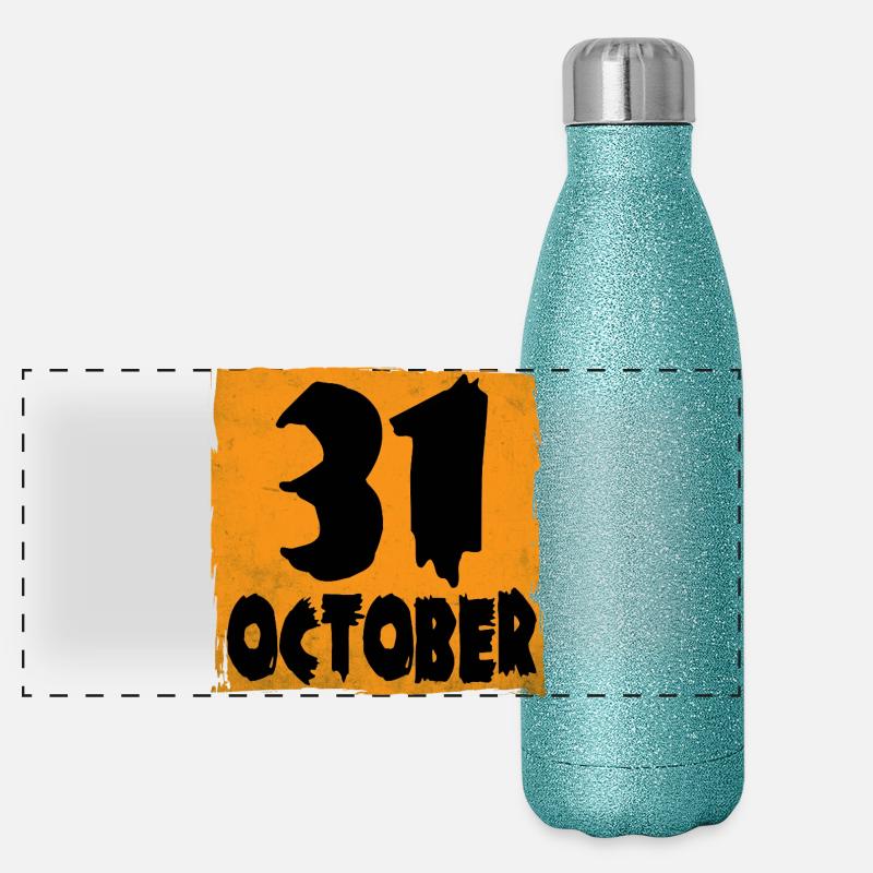 Halloween T-Shirt Süßes oder Saures 31 Oktober Panorama Glitzer Isolierflasche 500 ml