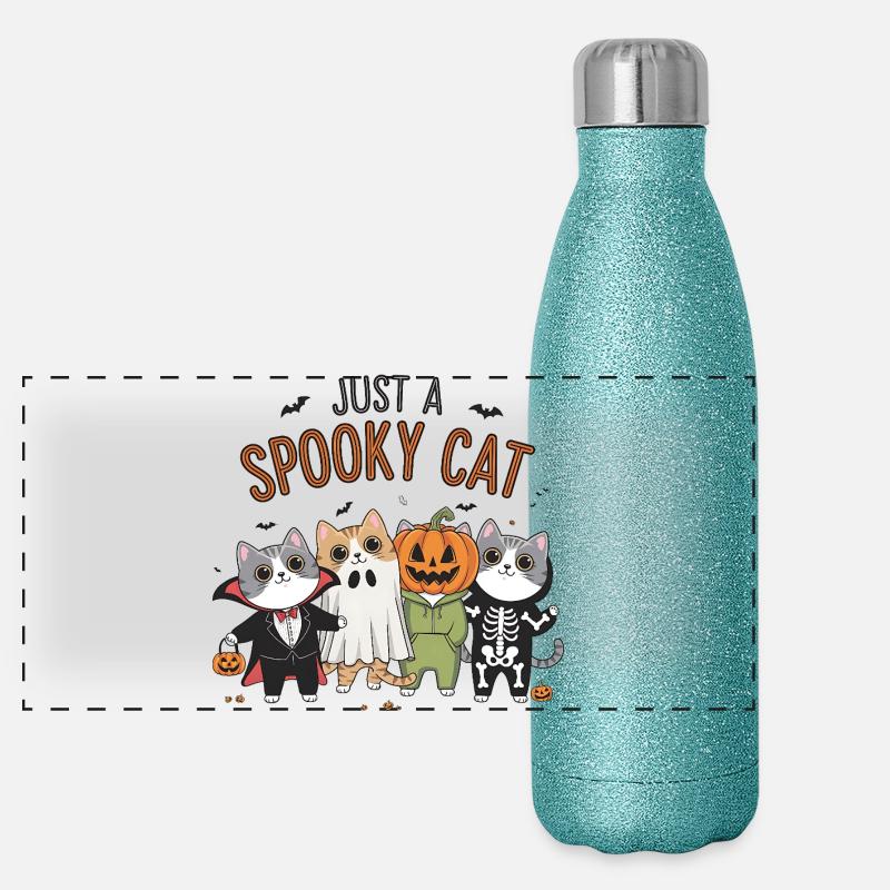 Just a Spooky Cat Panoramic Glitter Thermal Bottle 500 ml