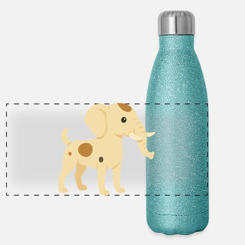 Eléphant chien jack russel Gourde isotherme panoramique pailletée 500 ml