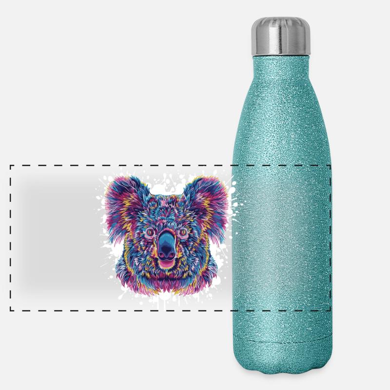 Koala Farbklecks Panorama Glitzer Isolierflasche 500 ml