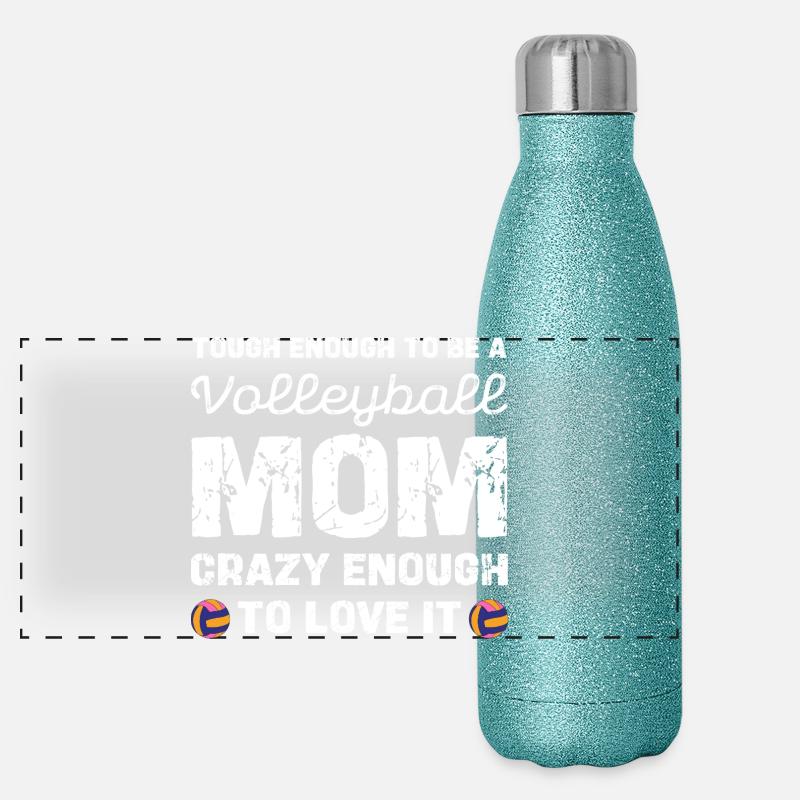 Maman de volley-ball courageuse et adore ça Gourde isotherme panoramique pailletée 500 ml