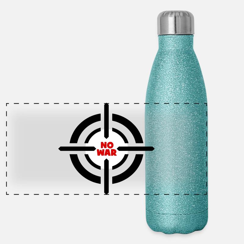 No War Emblem - Panoramic Glitter Thermal Bottle 500 ml - blue glitter