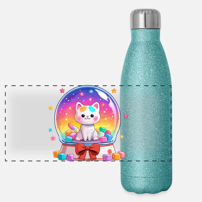 Rainbow Cats Snowglobe Panoramic Glitter Thermal Bottle 500 ml