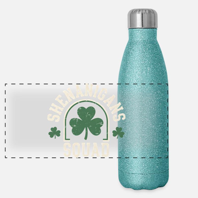 Shenanigans Squad Shamrock Spaß Panorama Glitzer Isolierflasche 500 ml