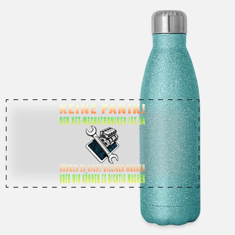 Keine Panik – Der Mechatroniker ist da Panorama Glitzer Isolierflasche 500 ml