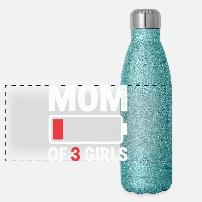 Maman de 3 filles Battery Duration Gourde isotherme panoramique pailletée 500 ml