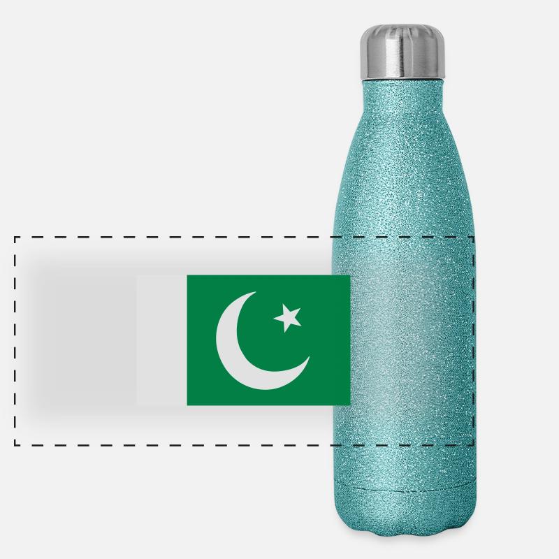 Pakistan Flagge Panorama Glitzer Isolierflasche 500 ml