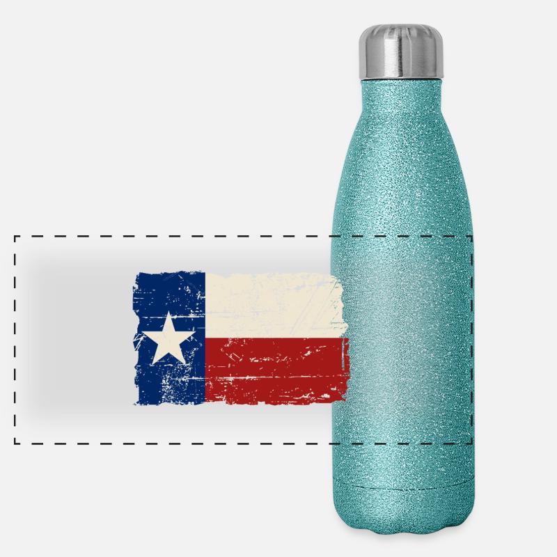 Texas Flag - Vintage Look Panorama Glitzer Isolierflasche 500 ml