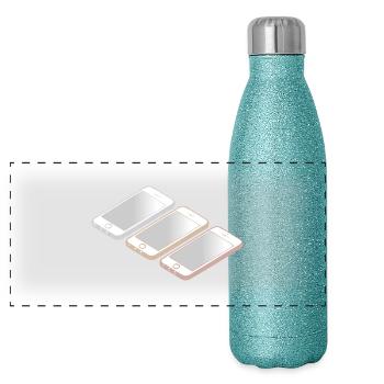 new smart phone - Gourde isotherme panoramique pailletée 500 ml - paillettes bleues - Devant