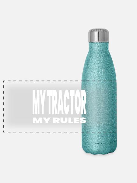 Traktor - Panorama Glitzer Isolierflasche 500 ml - Blau Glitzer