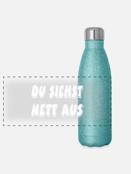 Nett - Panorama Glitzer Isolierflasche 500 ml - Blau Glitzer - Vorne