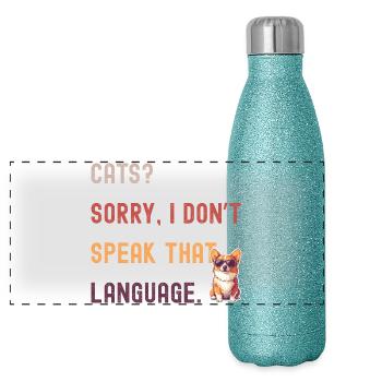 Lustiges Hunde Design Doglover - Panorama Glitzer Isolierflasche 500 ml - Blau Glitzer - Vorne