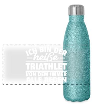 Heißer Triathlet - Panorama Glitzer Isolierflasche 500 ml - Blau Glitzer - Vorne