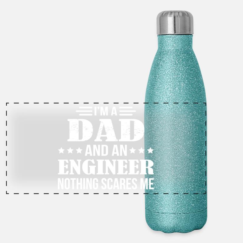 Dad An Engineer Nothing Scares Me Panorama Glitzer Isolierflasche 500 ml