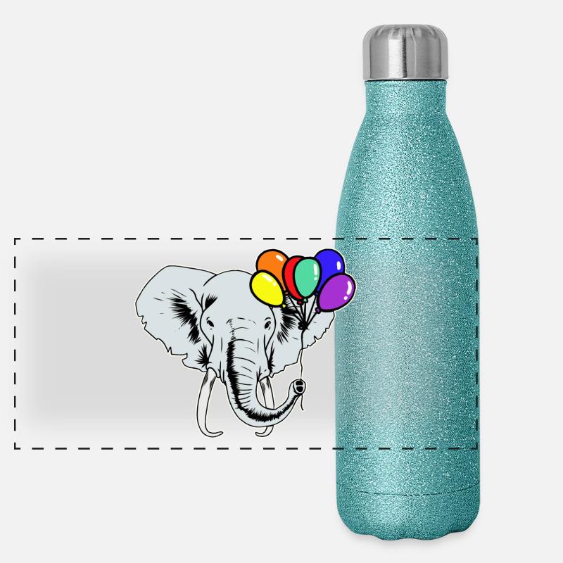 Eléphant Eléphant Ballons Arc-en-ciel LGBT Gourde isotherme panoramique pailletée 500 ml