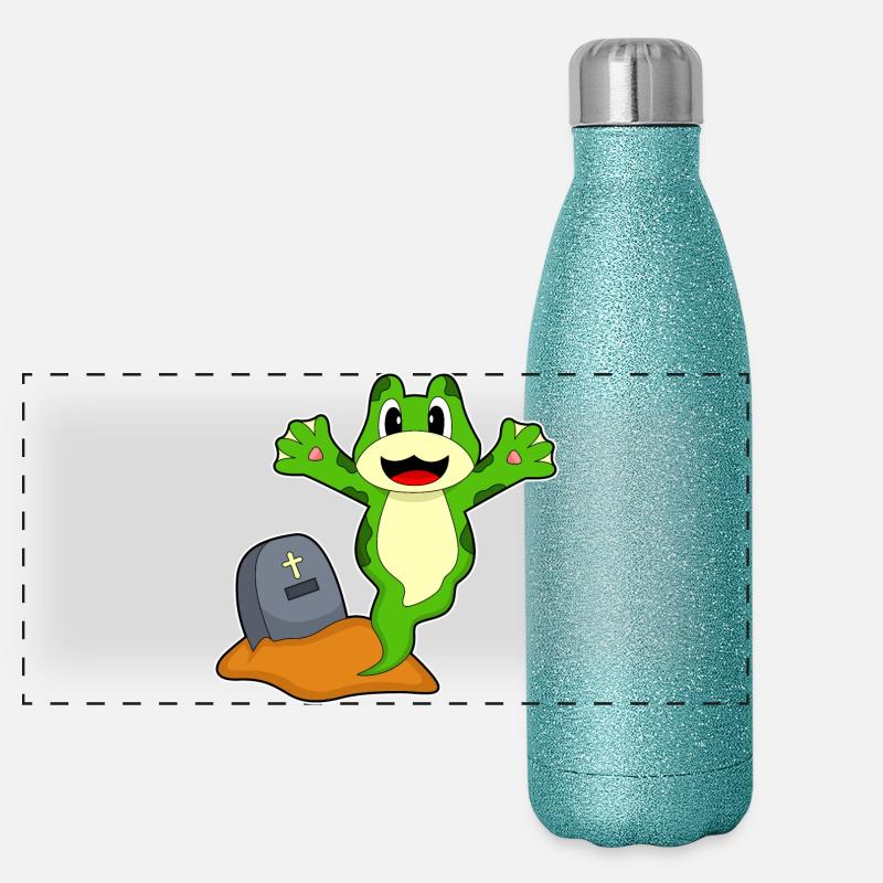 Frosch Halloween Grabstein Panorama Glitzer Isolierflasche 500 ml