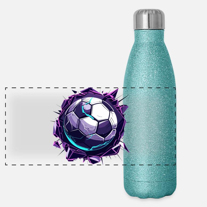 Fußball Comic Look Panorama Glitzer Isolierflasche 500 ml