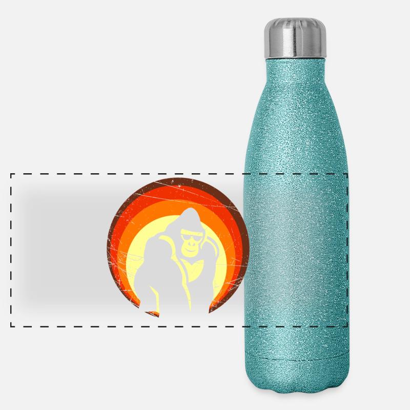 Rétro Sunset Gorilla Design Gourde isotherme panoramique pailletée 500 ml