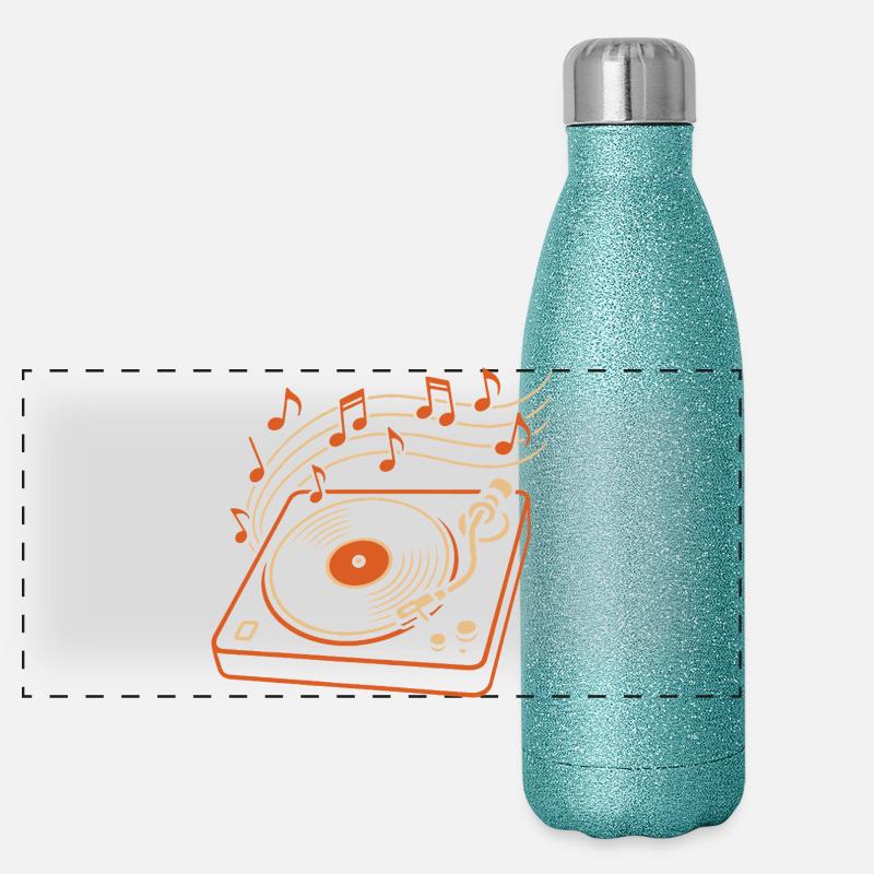 Vinyl Record Player for Music Lovers Panoramic Glitter Thermal Bottle 500 ml