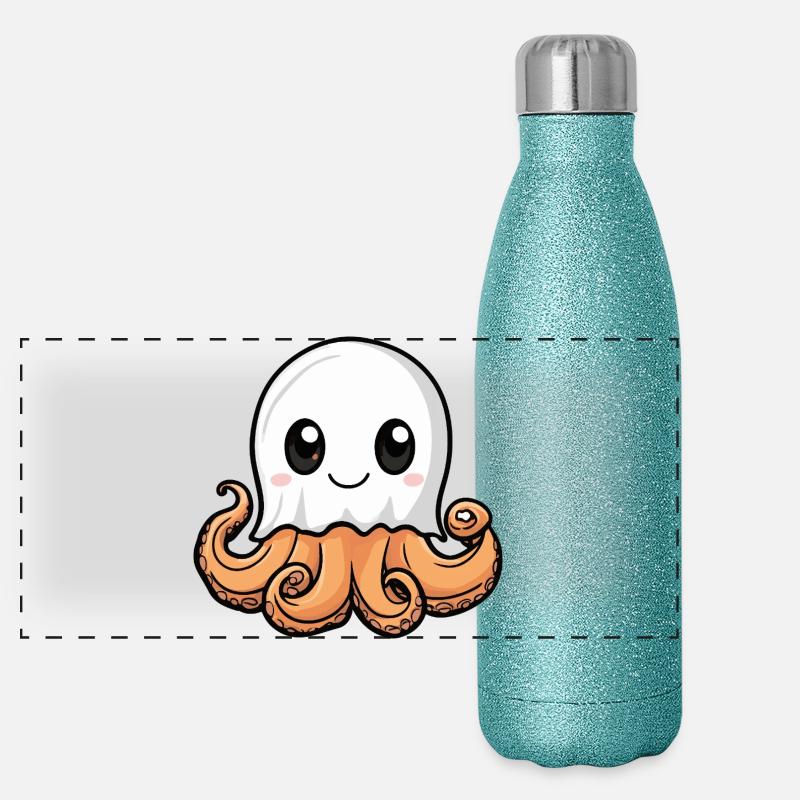 Octopus Halloween Ghost Panoramic Glitter Thermal Bottle 500 ml