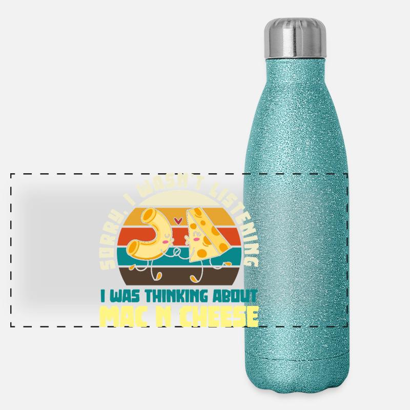 Mac and Cheese Love Couple Retro Panoramic Glitter Thermal Bottle 500 ml