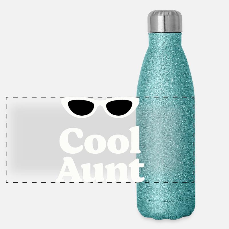 Cool Aunt Eyeglass-Logo Panorama Glitzer Isolierflasche 500 ml