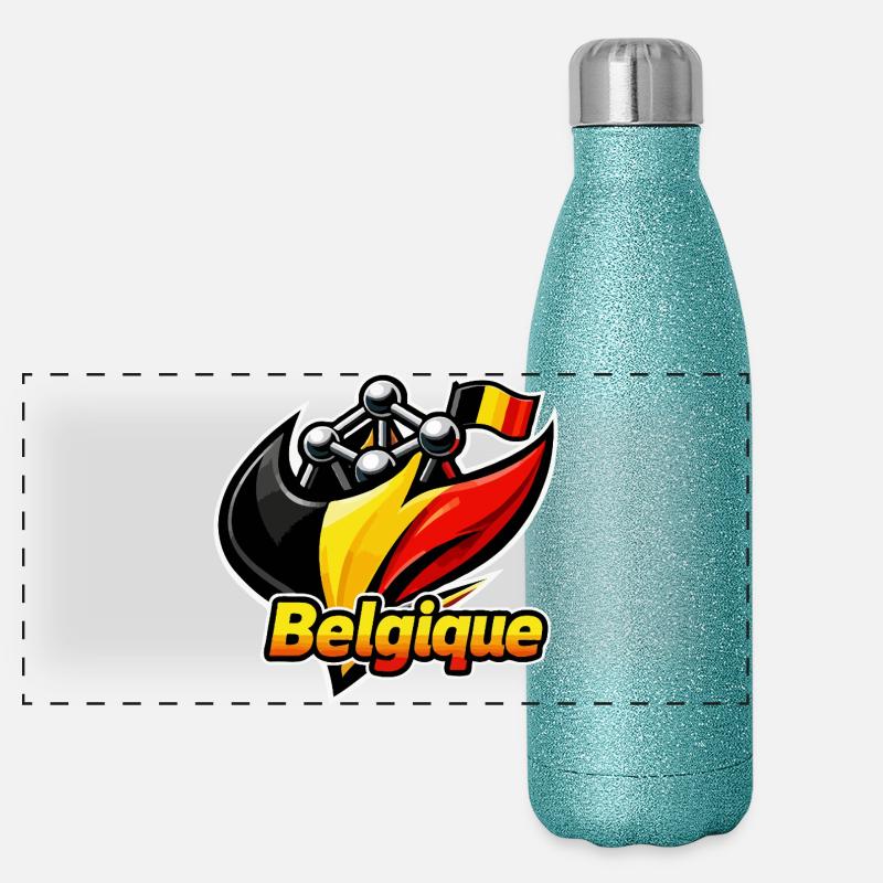 Drapeau et Electron de la Belgique Gourde isotherme panoramique pailletée 500 ml
